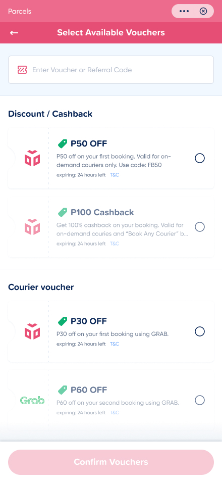 Apply referral code